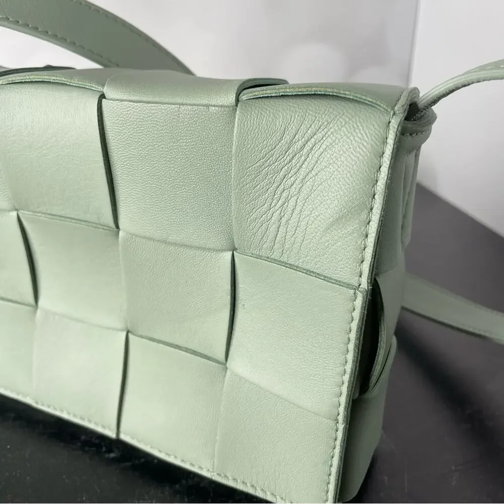 Bottega Veneta Medium Intrecciato Leather Cassette Crossbody Bag Sage Green